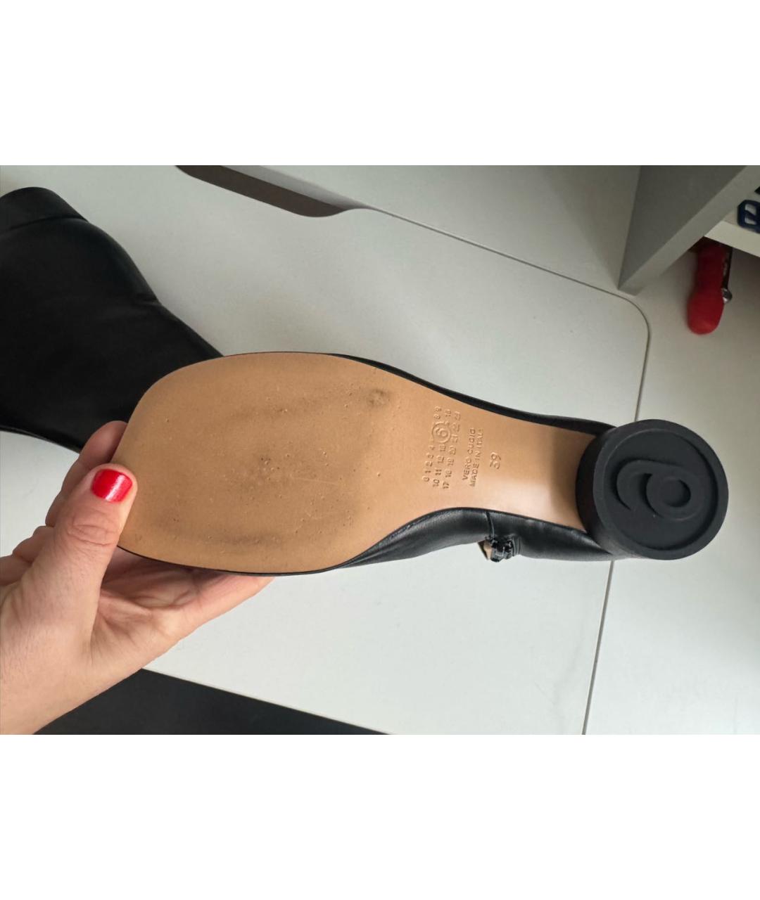 MAISON MARGIELA Черные кожаные ботинки, фото 5