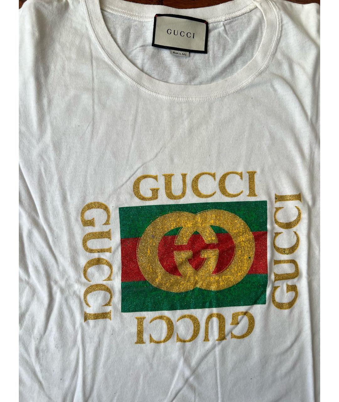 GUCCI Белая хлопковая футболка, фото 5