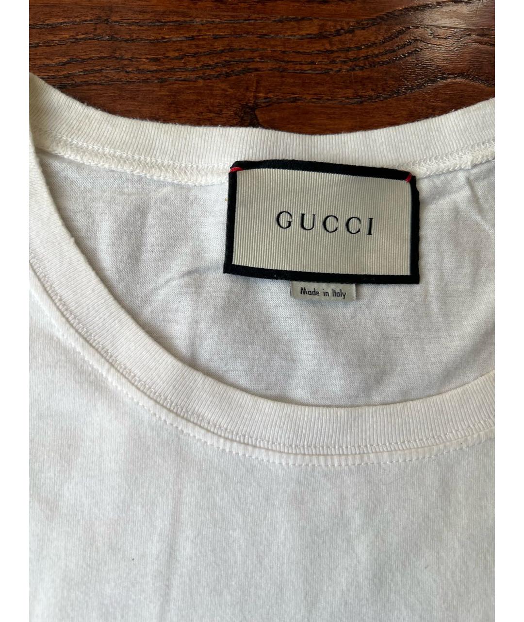 GUCCI Белая хлопковая футболка, фото 4