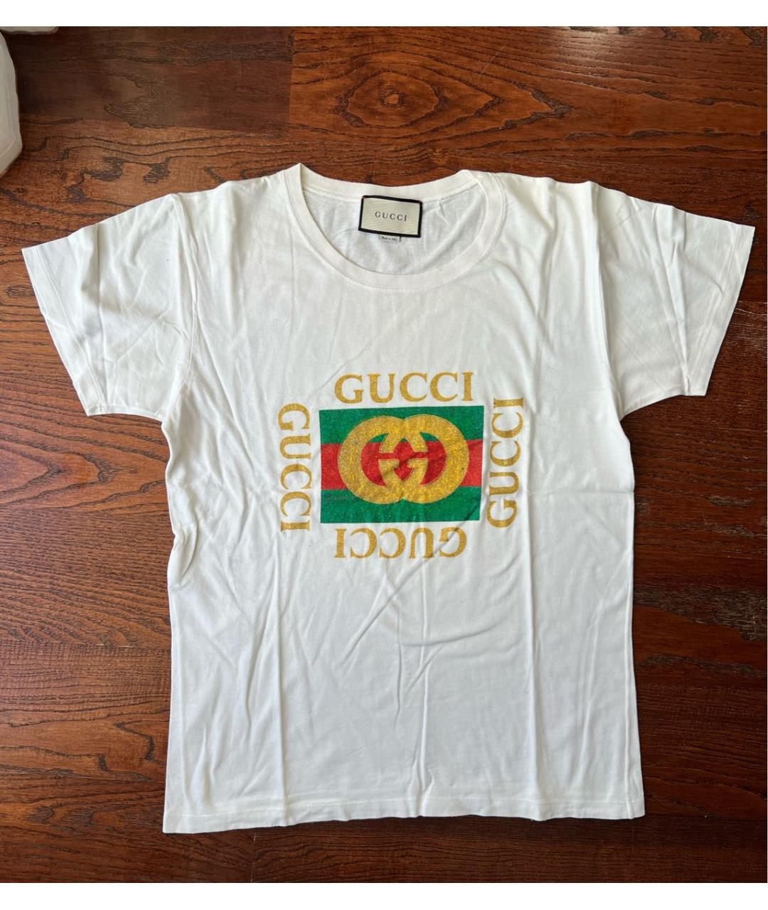 GUCCI Белая хлопковая футболка, фото 6