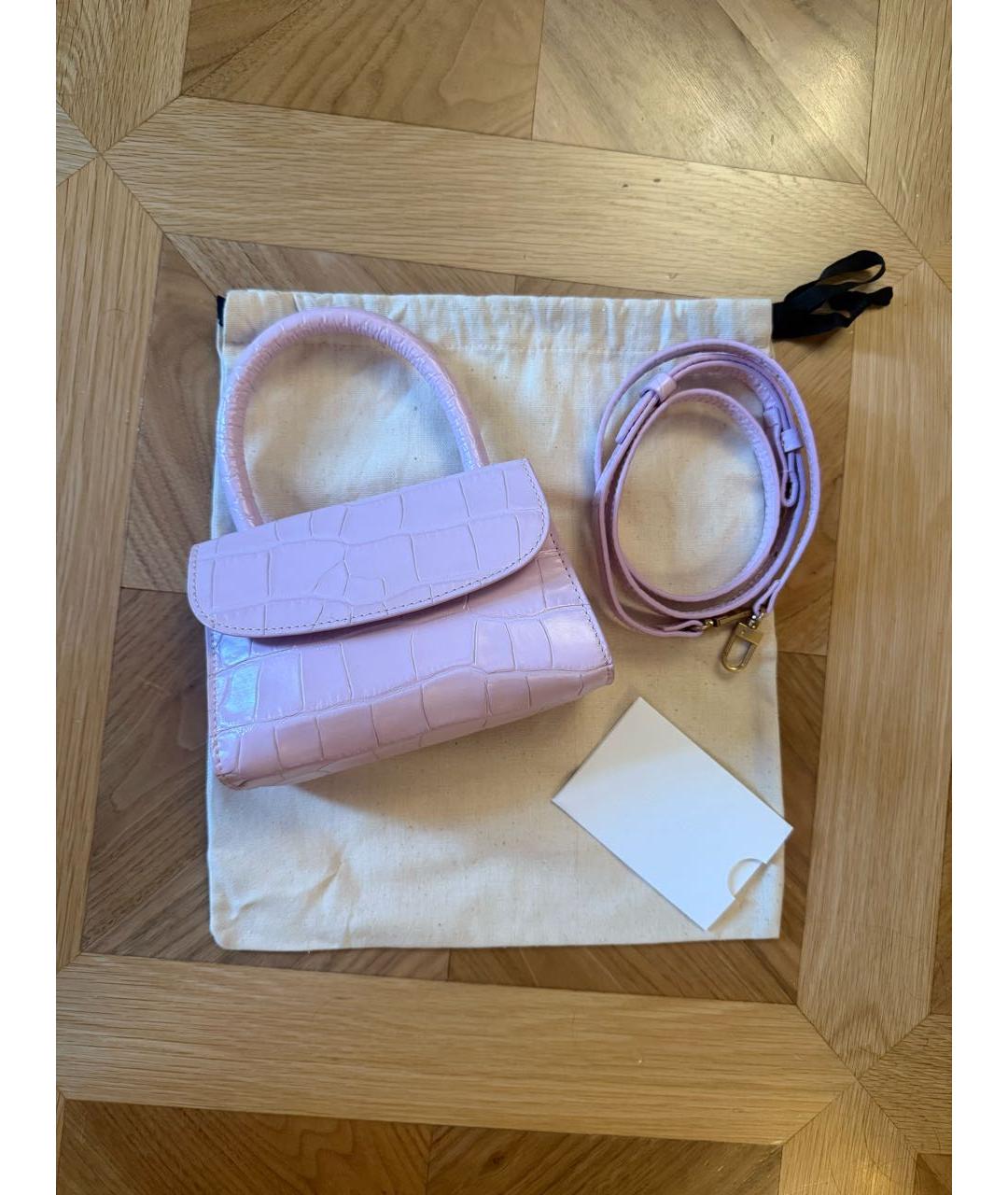 BY FAR Розовая кожаная сумка с короткими ручками, фото 2