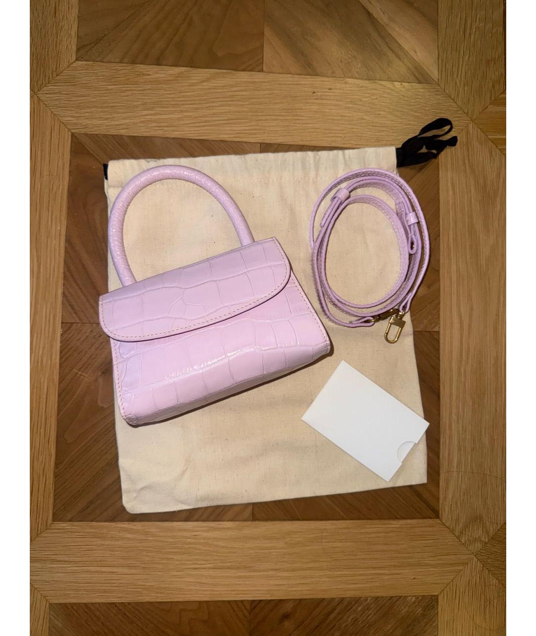 BY FAR Розовая кожаная сумка с короткими ручками, фото 4