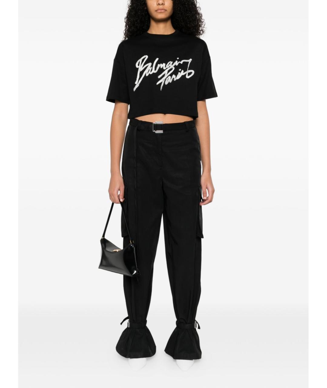 BALMAIN Черная хлопковая футболка, фото 3