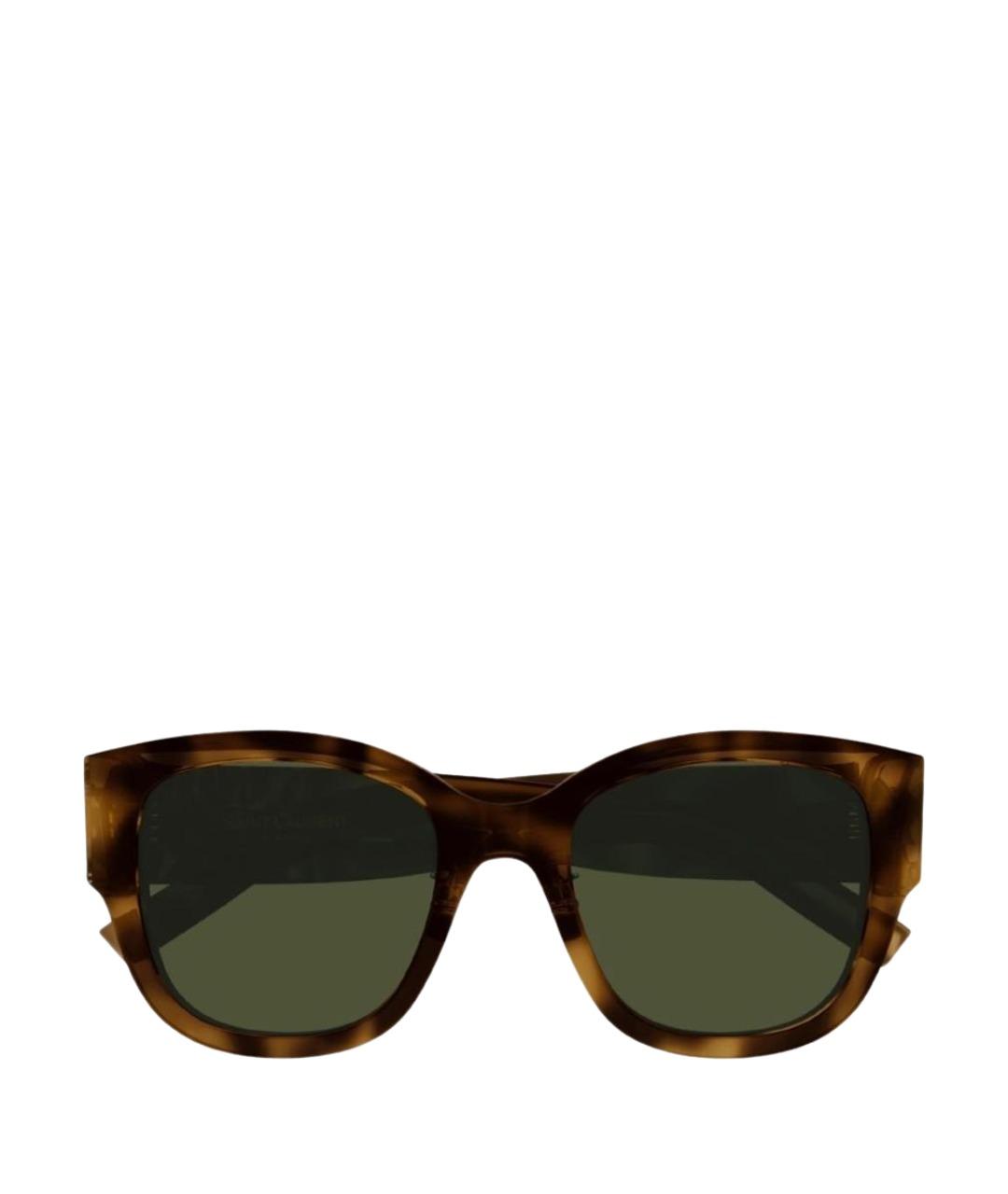 SAINT LAURENT Коричневые пластиковые солнцезащитные очки, фото 1