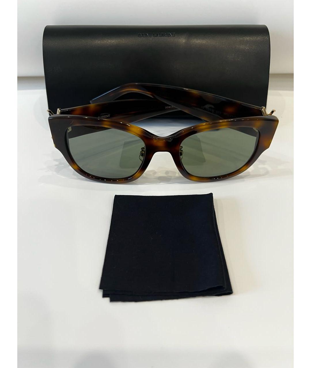 SAINT LAURENT Коричневые пластиковые солнцезащитные очки, фото 4