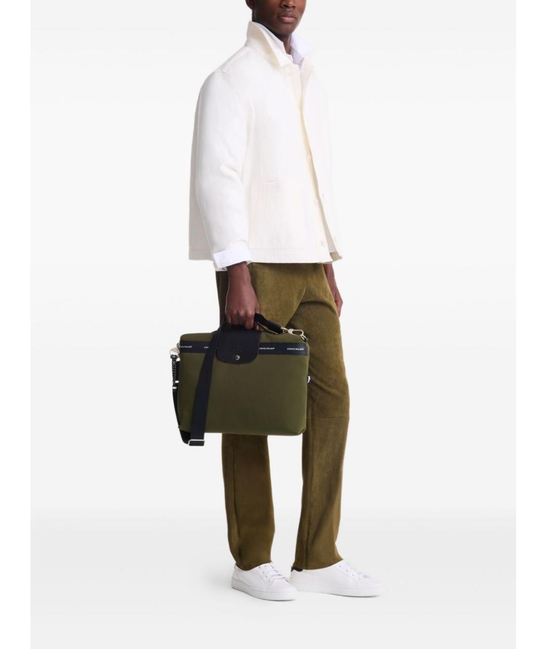 LONGCHAMP Зеленый синтетический портфель, фото 4