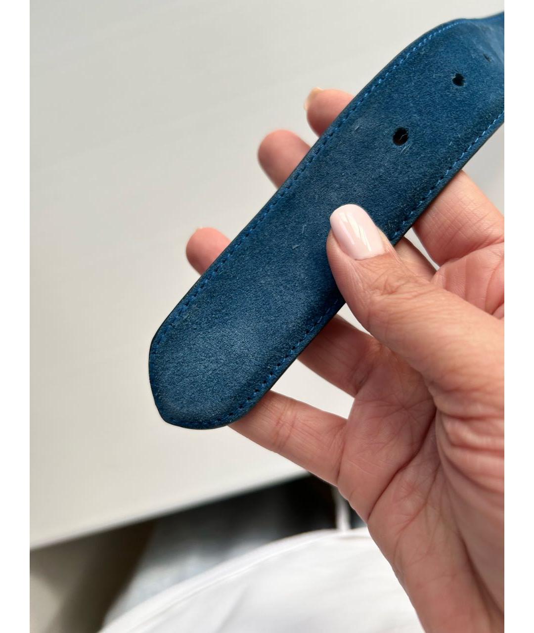 LORO PIANA Синий замшевый ремень, фото 2