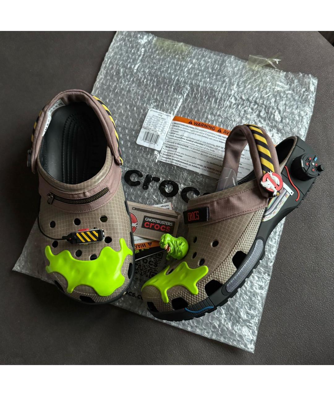 CROCS Коричневые резиновые шлепанцы, фото 5