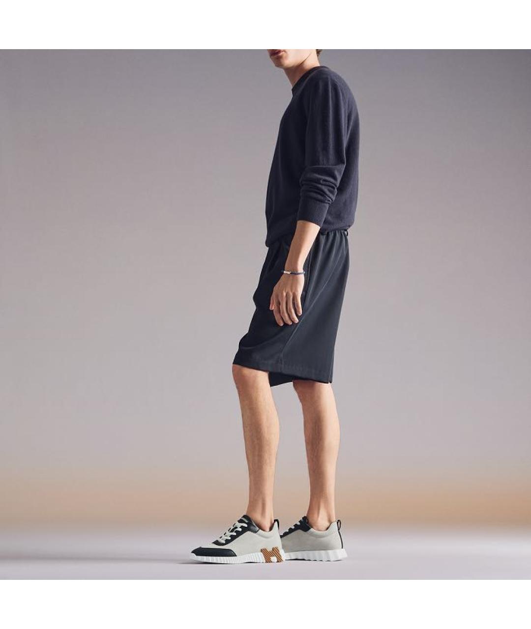 HERMES Серые текстильные низкие кроссовки / кеды, фото 3