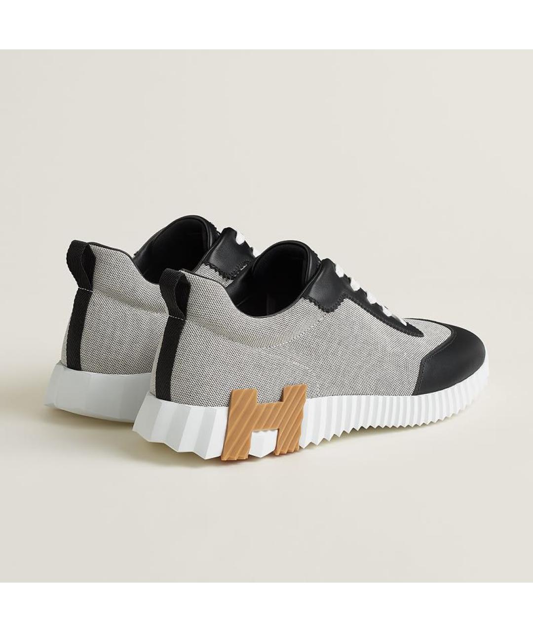 HERMES Серые текстильные низкие кроссовки / кеды, фото 4