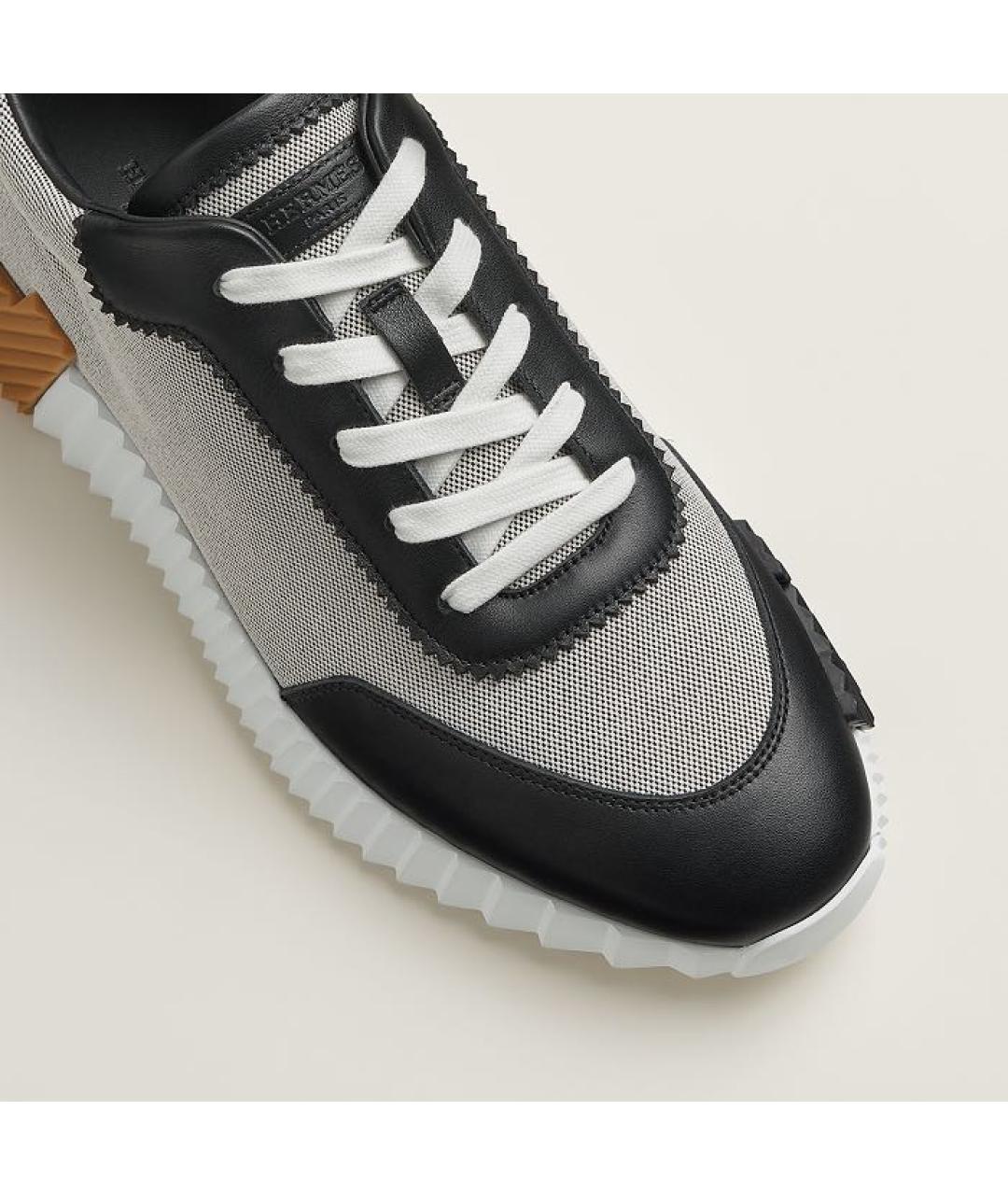 HERMES Серые текстильные низкие кроссовки / кеды, фото 6