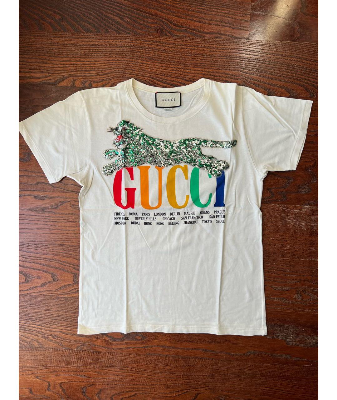 GUCCI Белая хлопковая футболка, фото 7