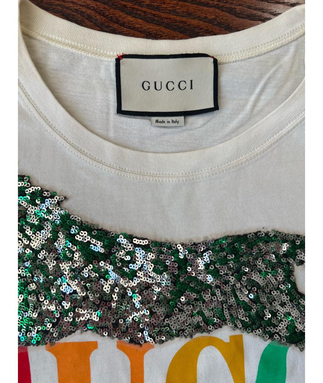 GUCCI Белая хлопковая футболка, фото 5