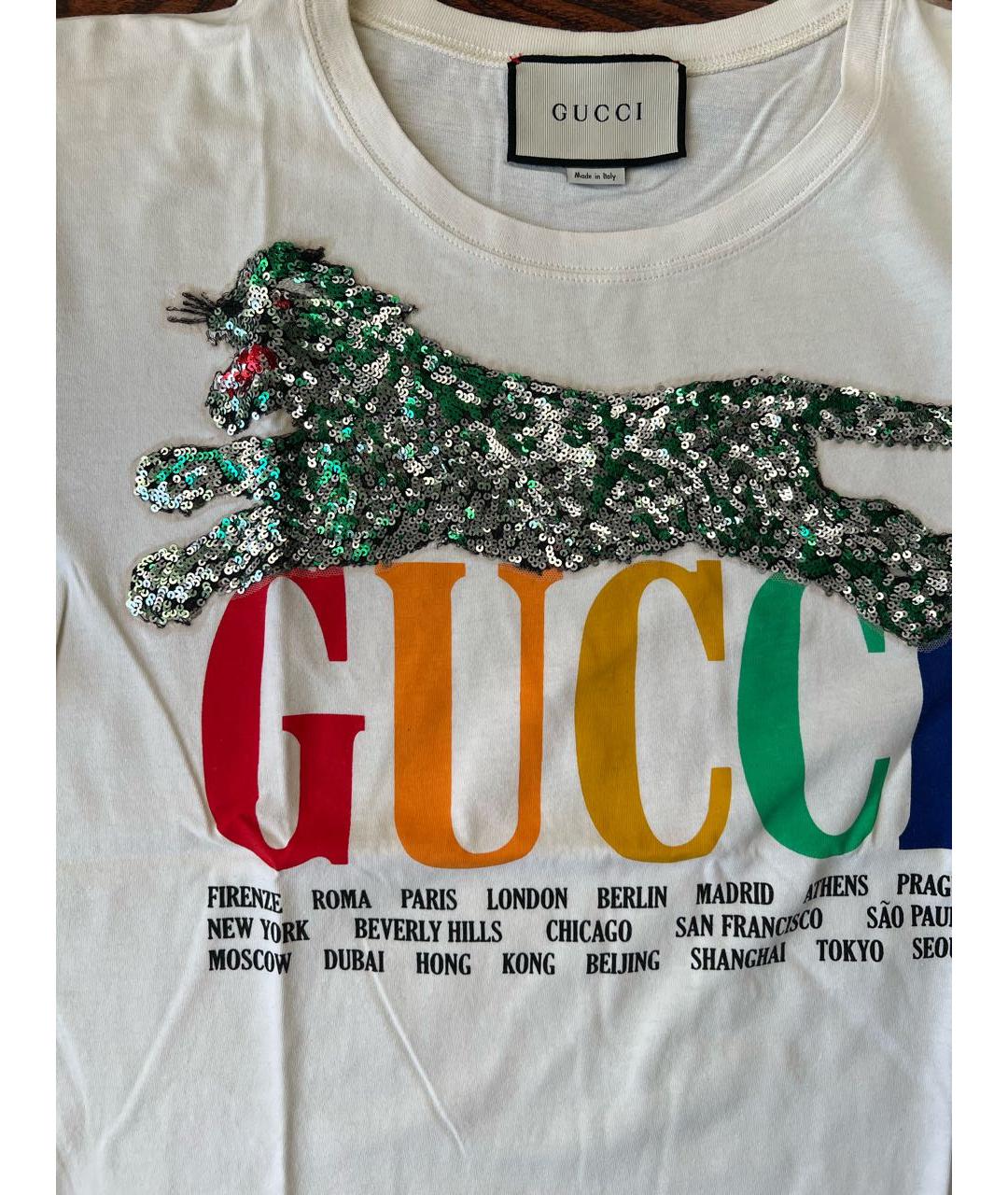 GUCCI Белая хлопковая футболка, фото 3