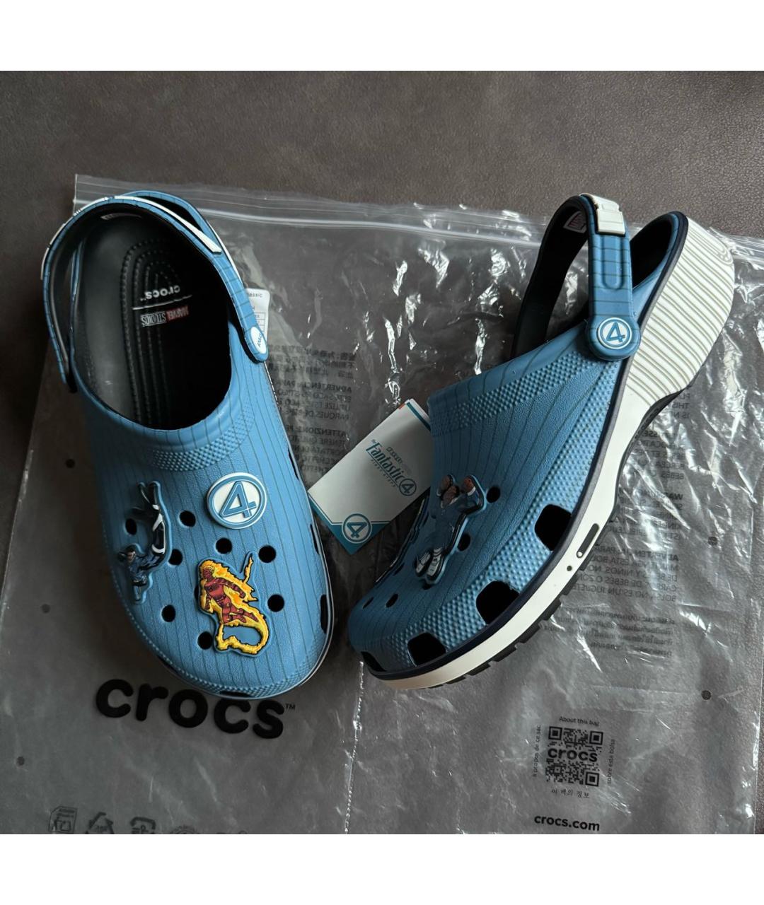 CROCS Голубые резиновые шлепанцы, фото 5