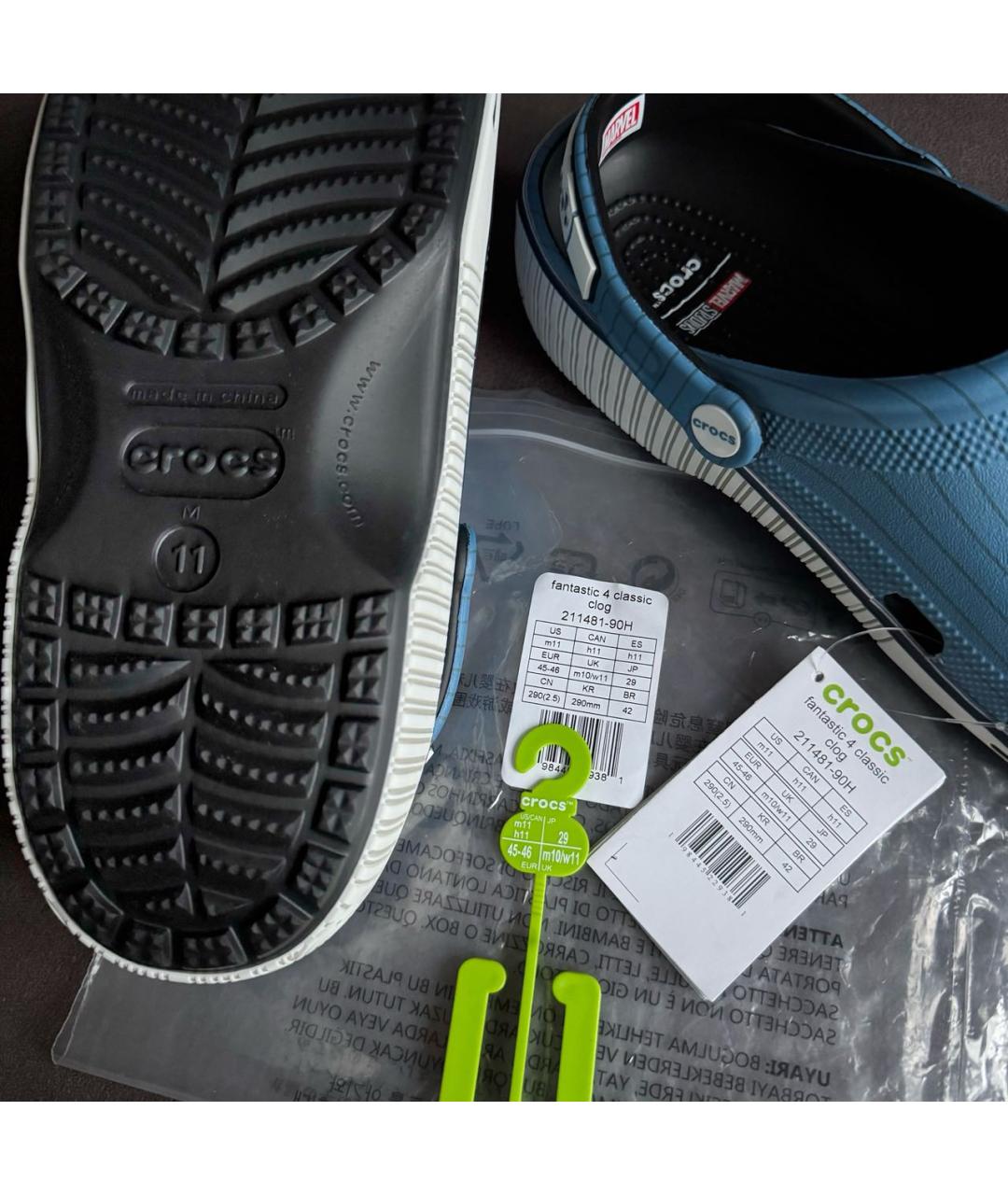 CROCS Голубые резиновые шлепанцы, фото 6