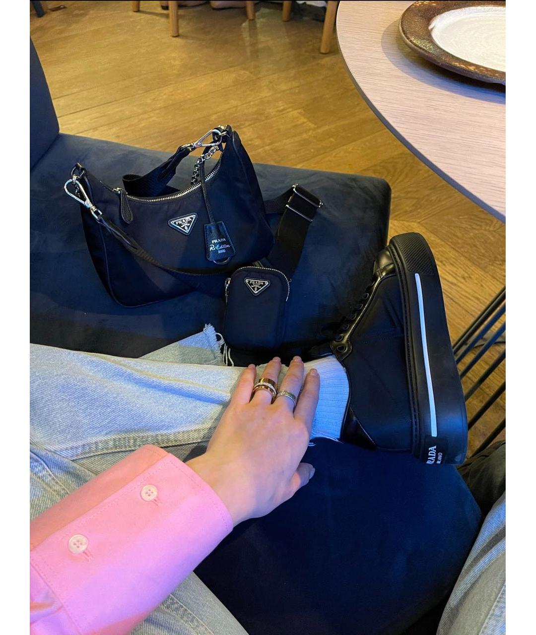 PRADA Черные кожаные кеды, фото 5