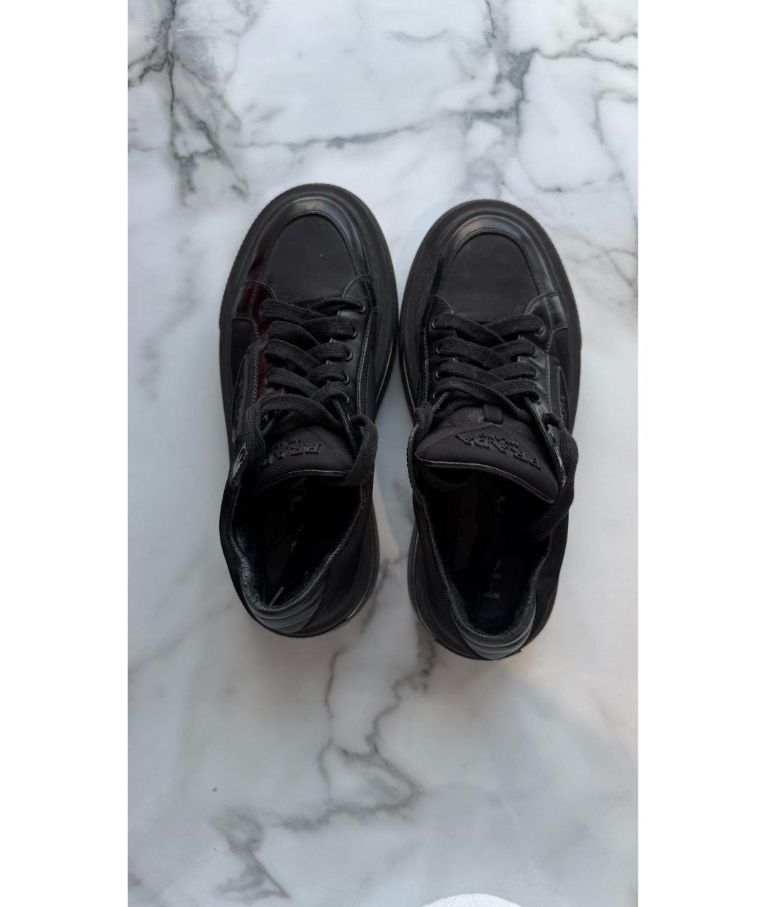 PRADA Черные кожаные кеды, фото 3