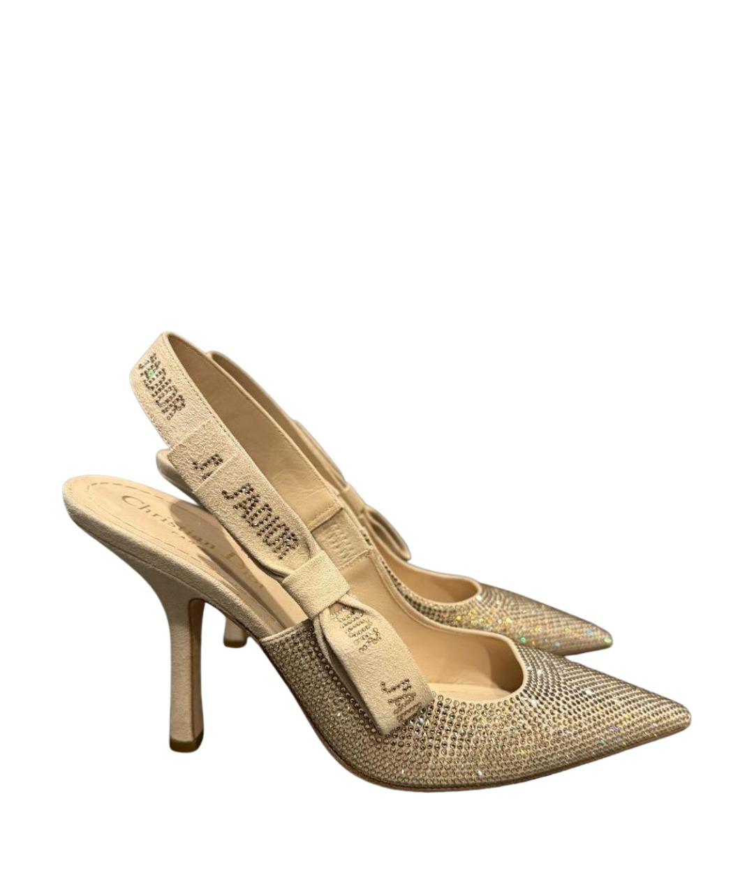 CHRISTIAN DIOR Бежевые замшевые босоножки, фото 1