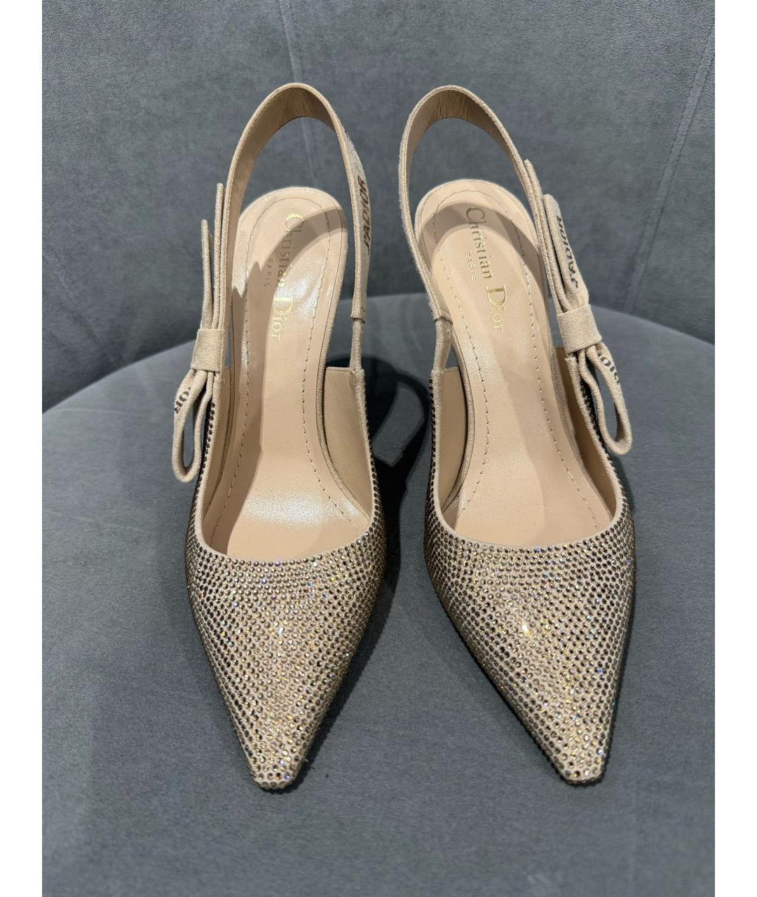 CHRISTIAN DIOR Бежевые замшевые босоножки, фото 3