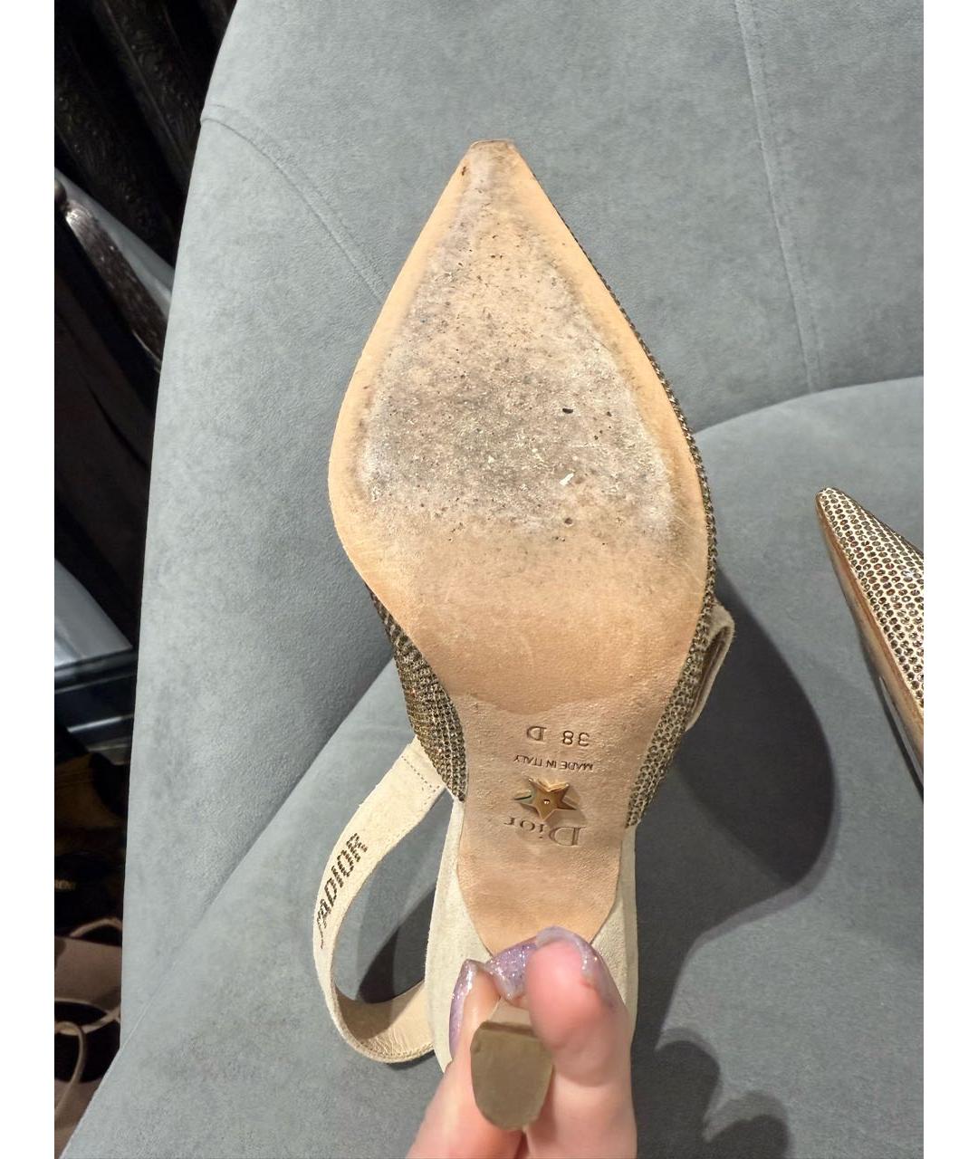 CHRISTIAN DIOR Бежевые замшевые босоножки, фото 6