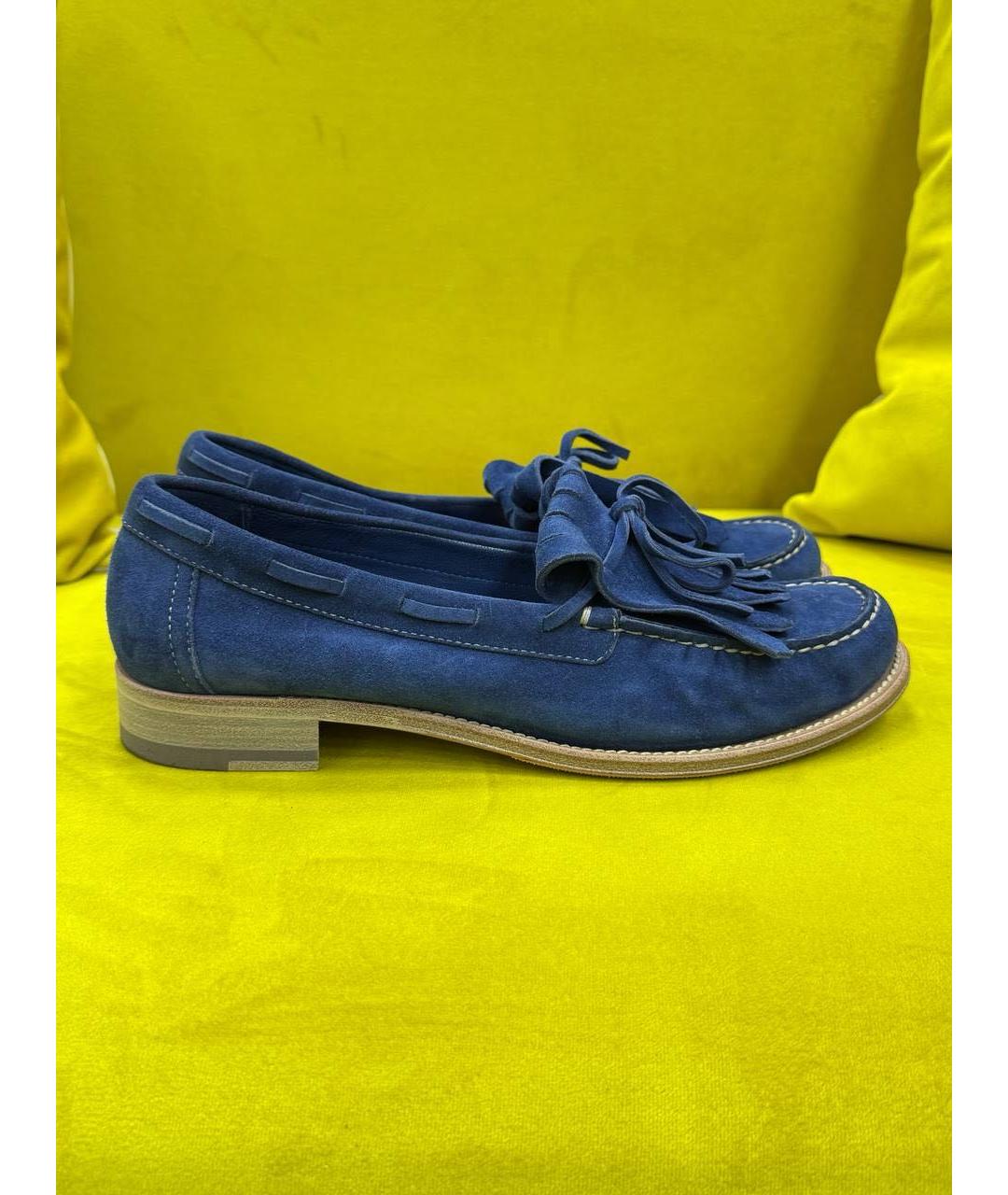 SANTONI Синие замшевые лоферы, фото 7