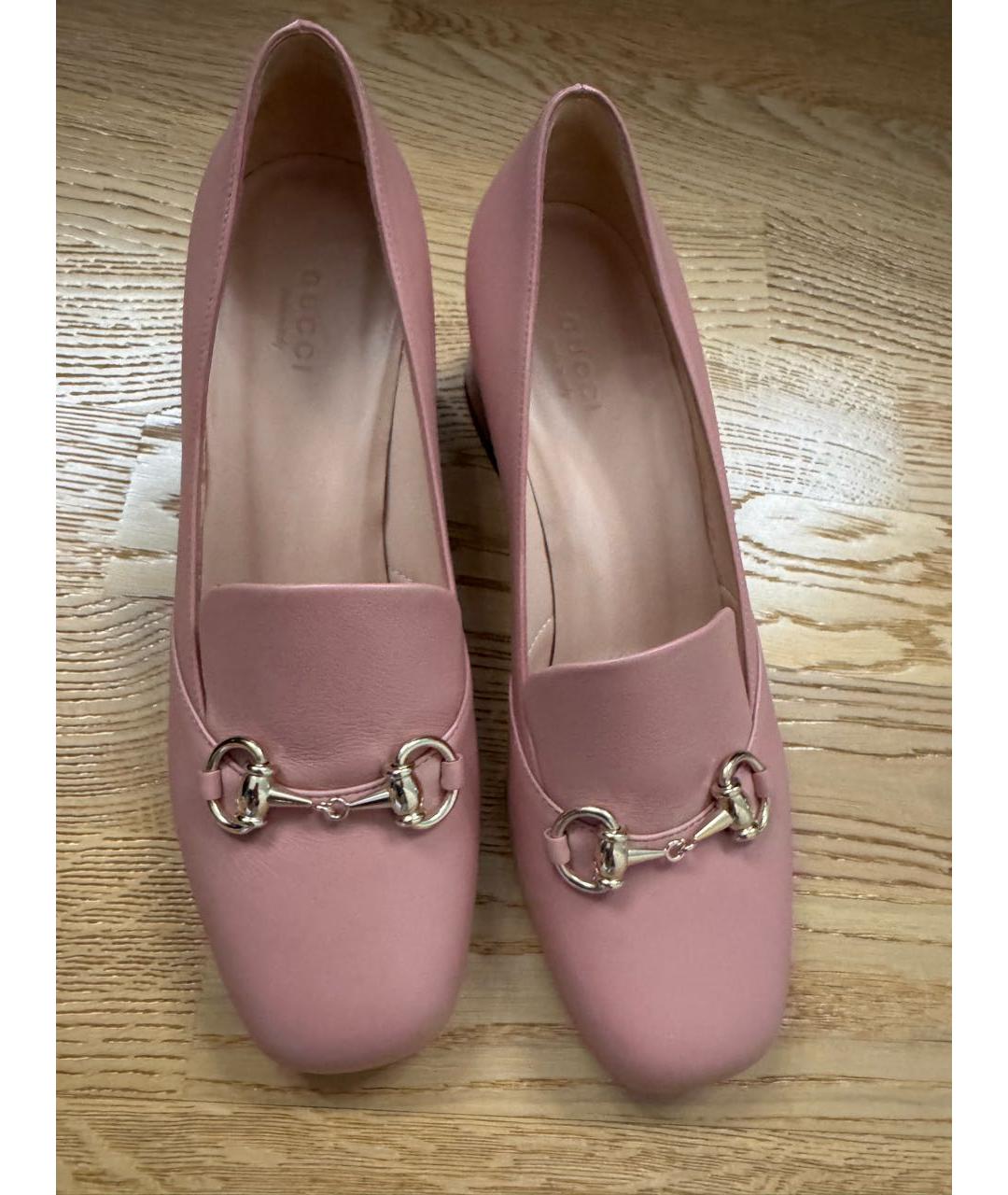 GUCCI Розовые кожаные туфли, фото 3