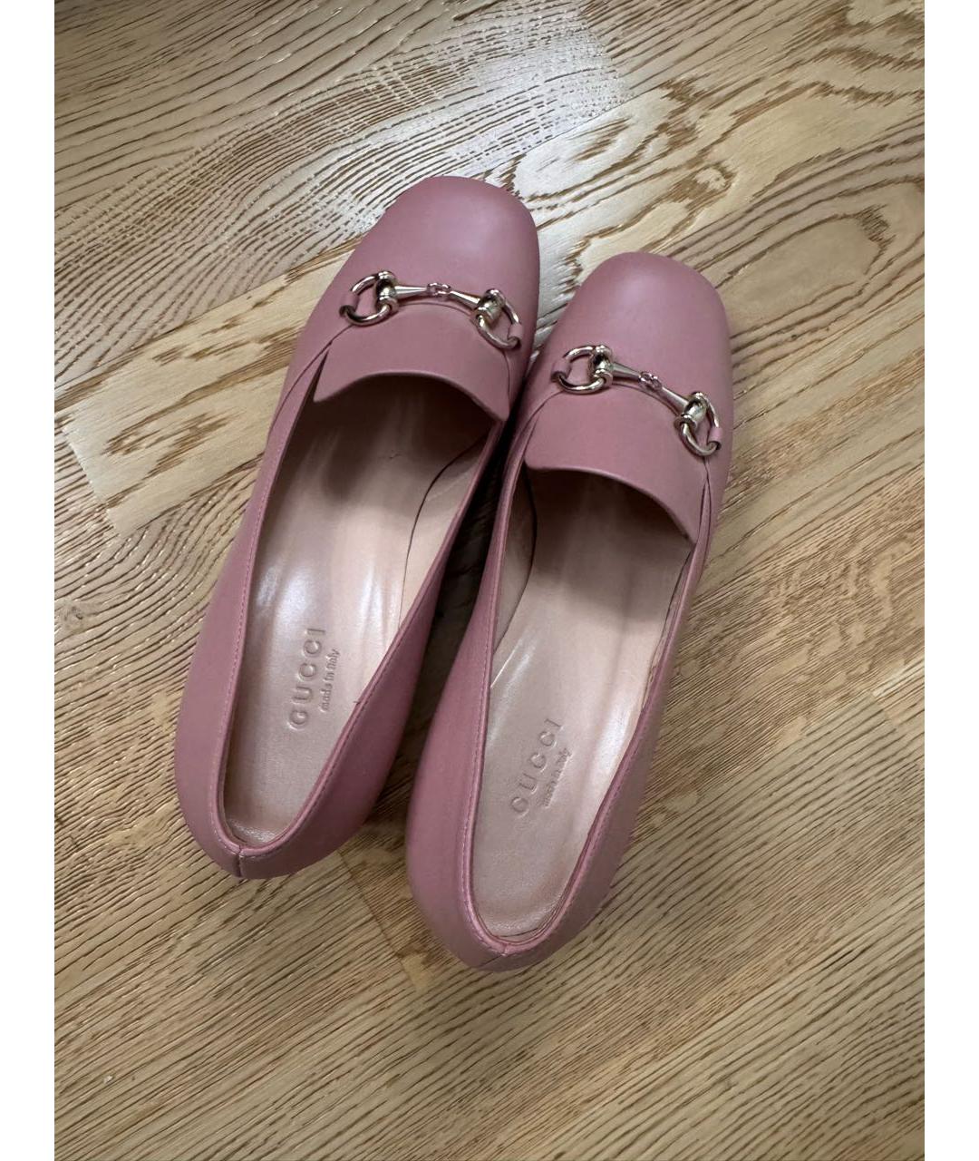 GUCCI Розовые кожаные туфли, фото 2
