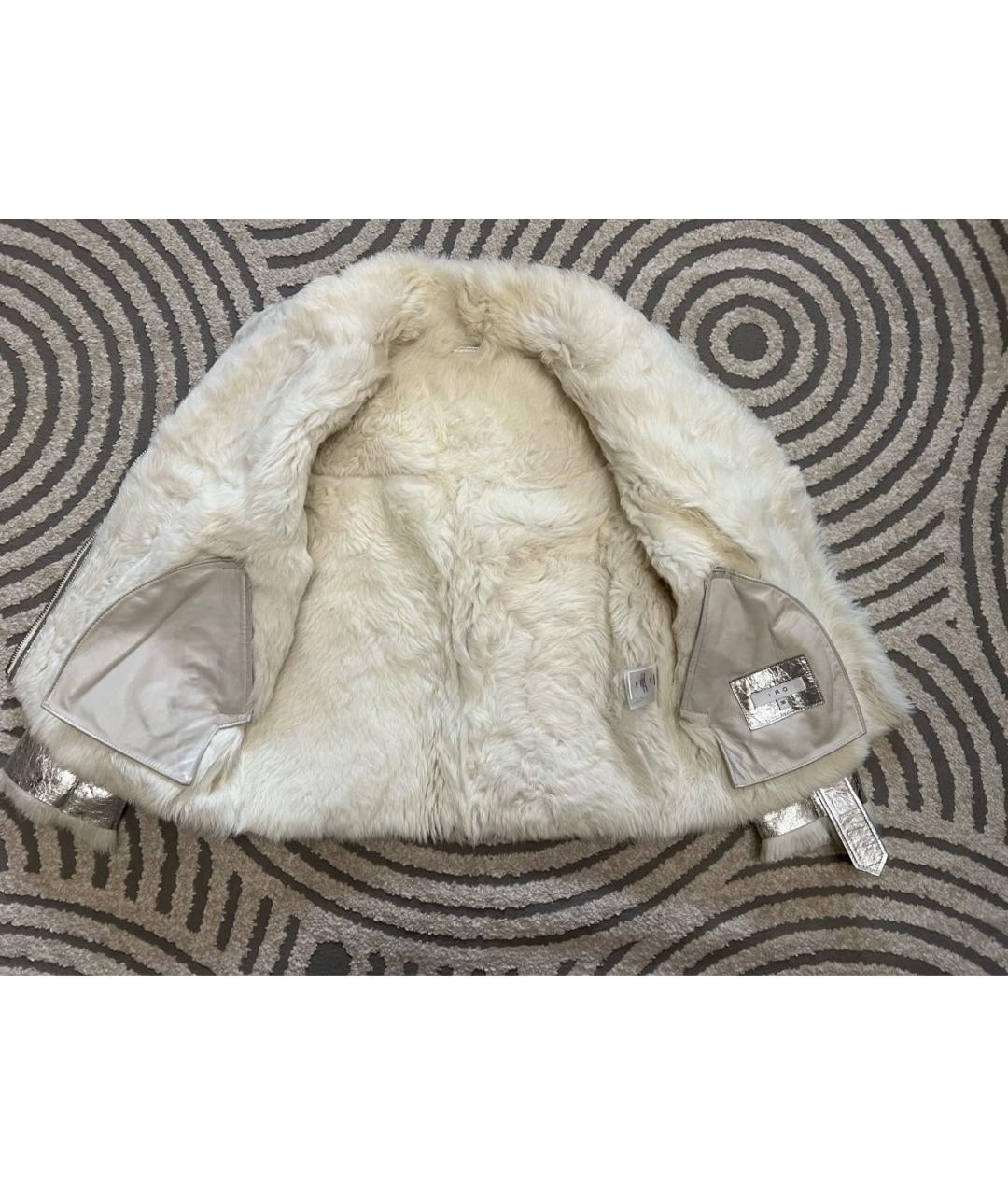 IRO Серебряная кожаная дубленка, фото 3