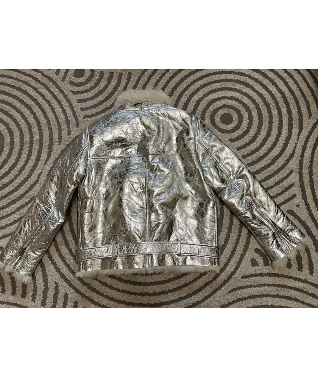 IRO Серебряная кожаная дубленка, фото 2