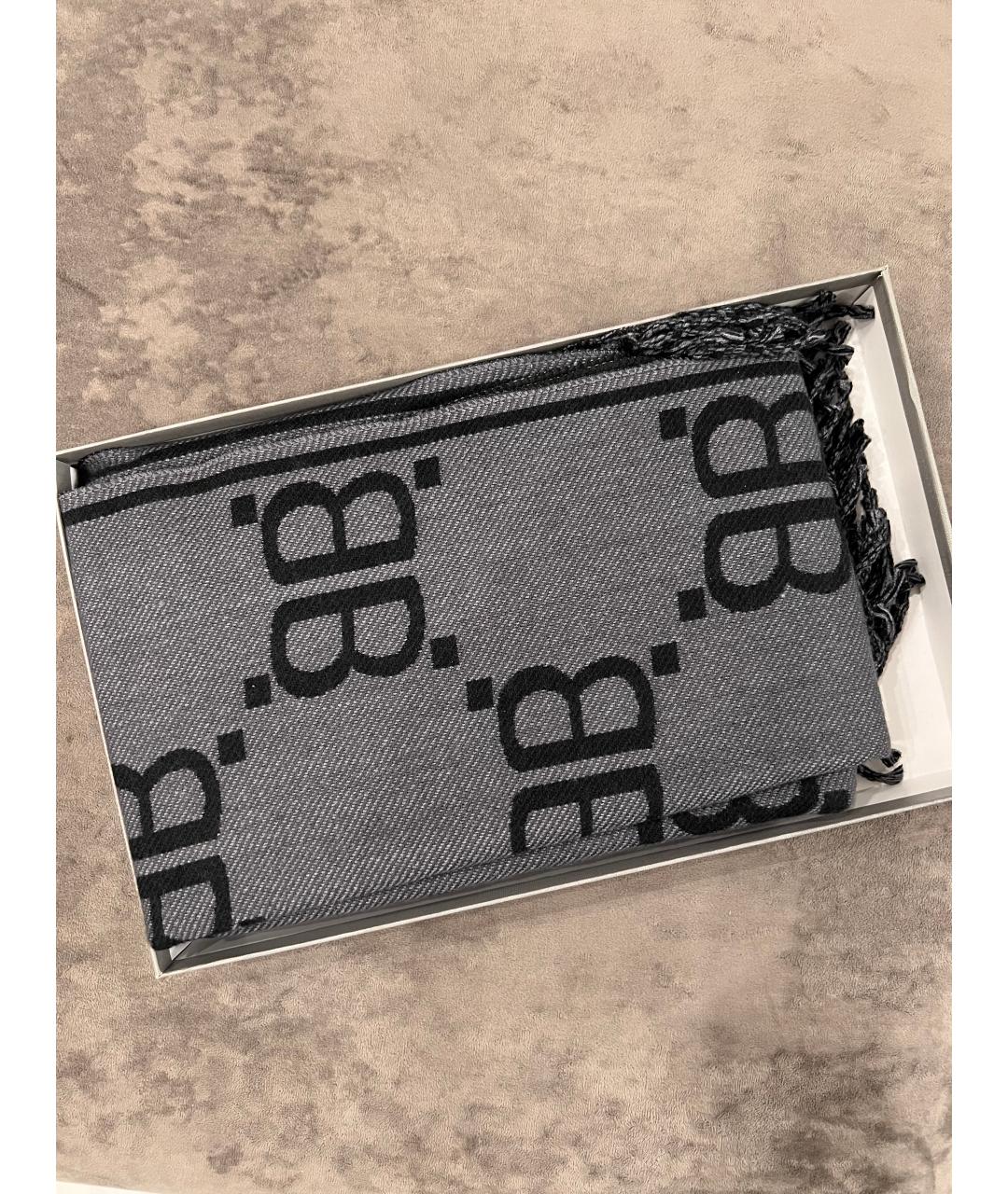 BALENCIAGA Серый шерстяной платок, фото 2