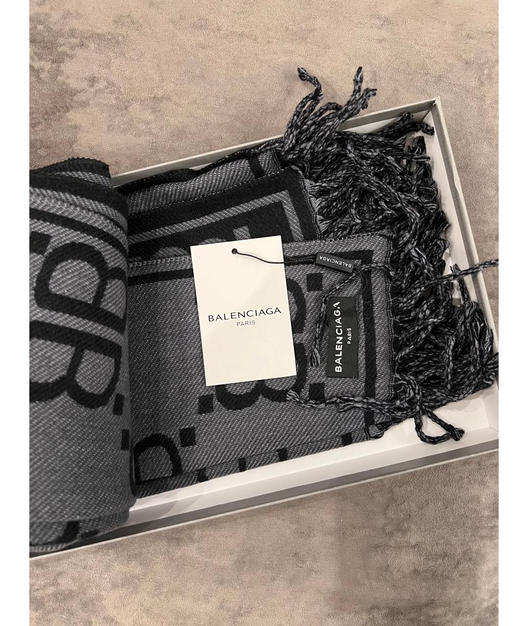 BALENCIAGA Серый шерстяной платок, фото 4