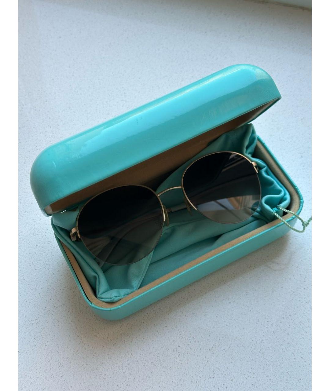 TIFFANY&CO Золотые металлические солнцезащитные очки, фото 6