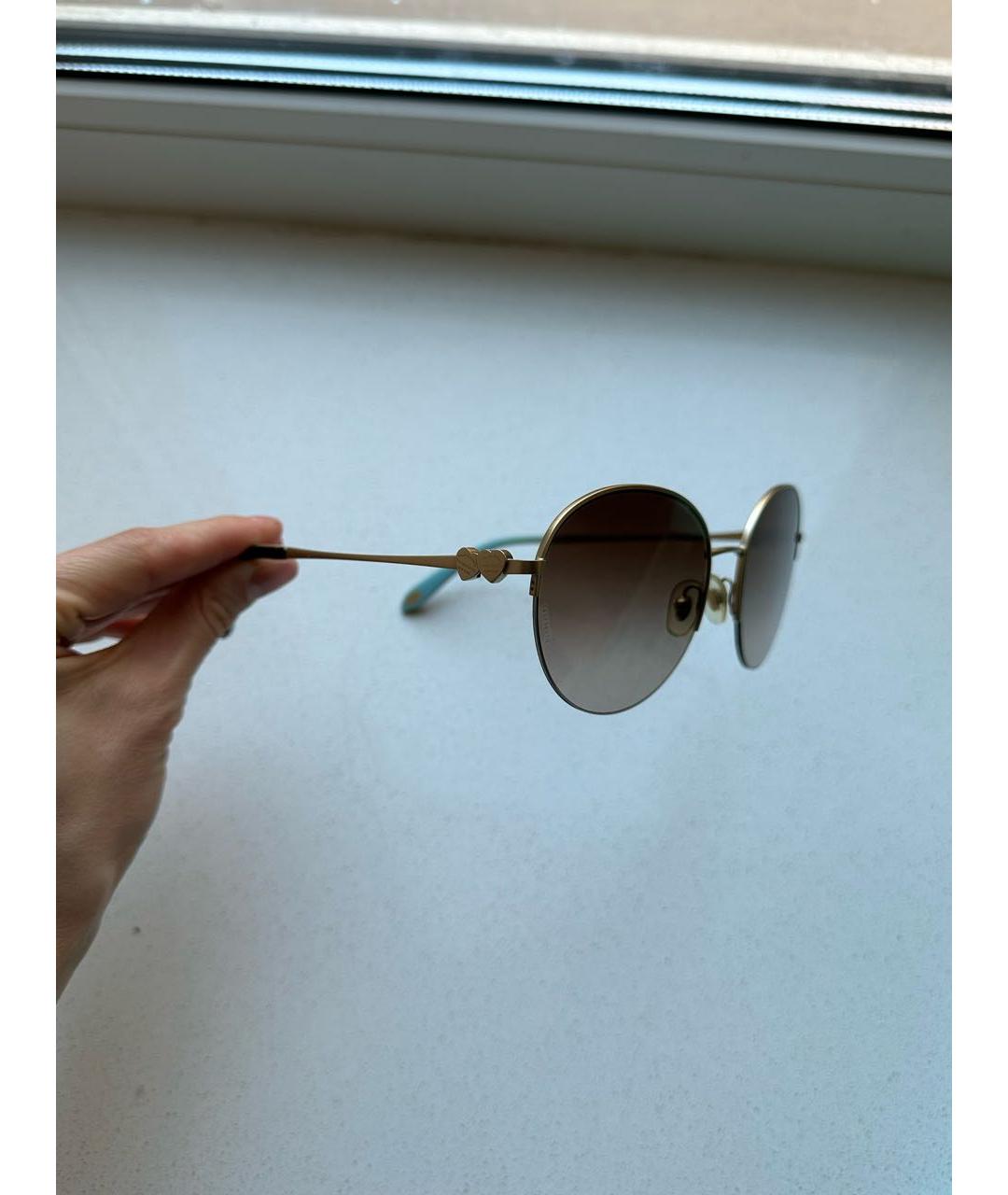 TIFFANY&CO Золотые металлические солнцезащитные очки, фото 2