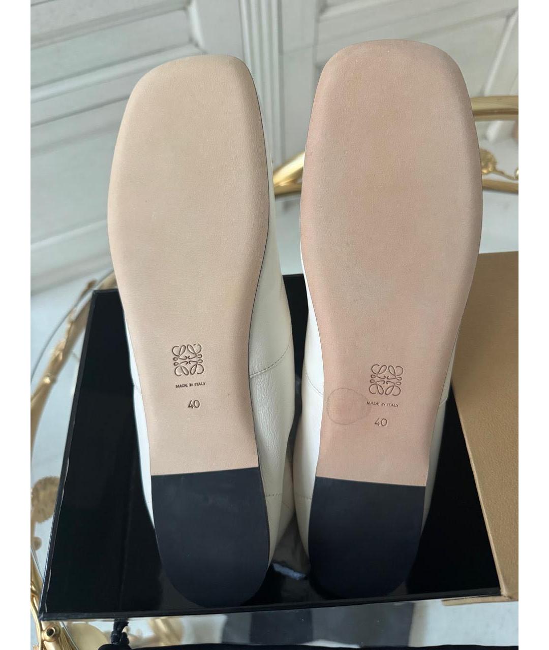 LOEWE Белые кожаные лоферы, фото 5