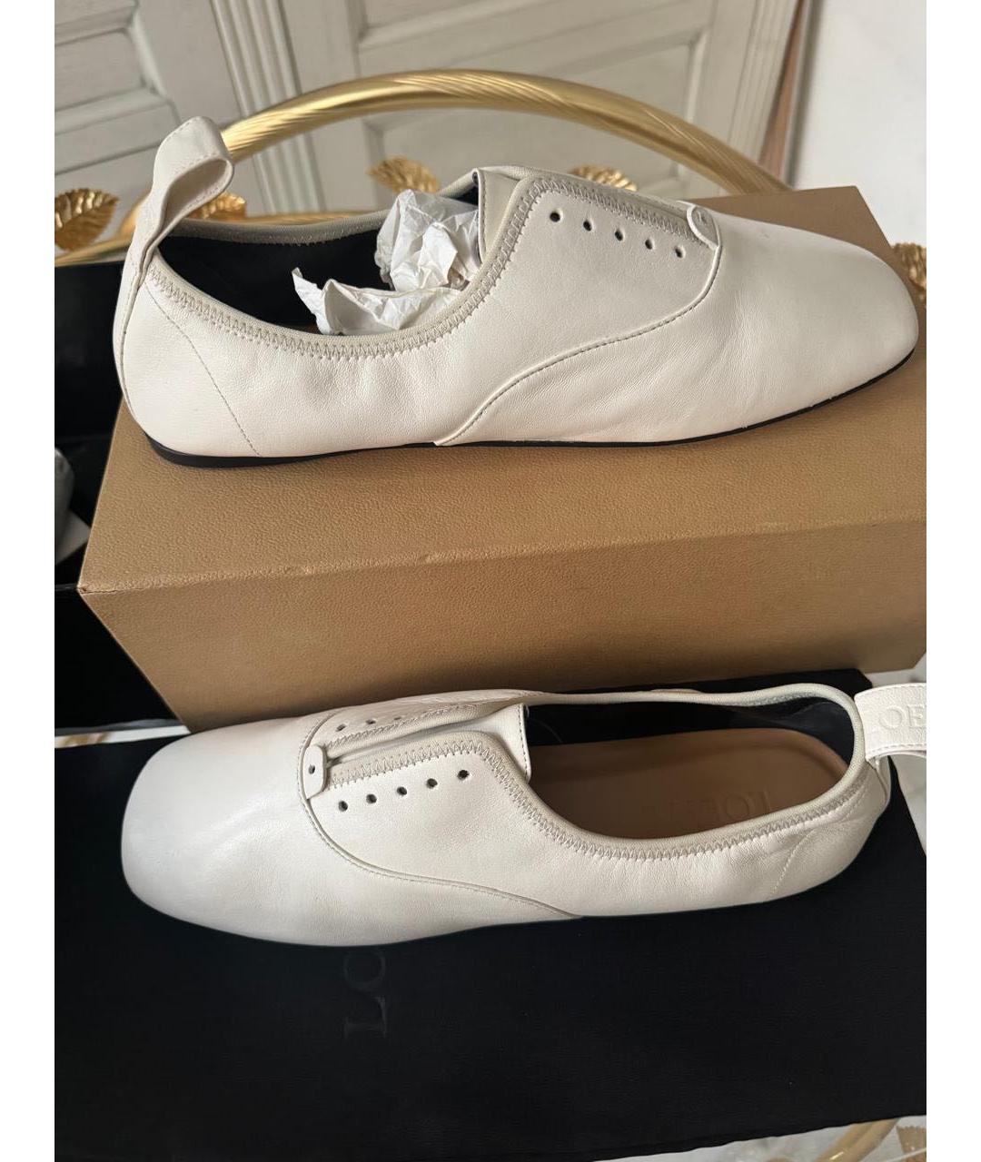 LOEWE Белые кожаные лоферы, фото 7