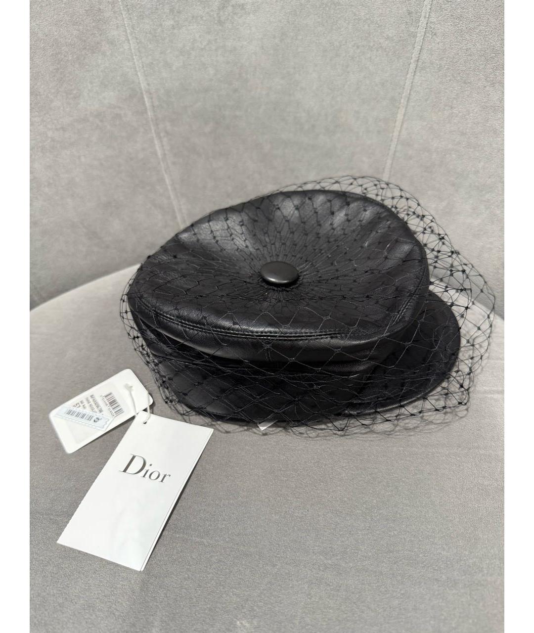 CHRISTIAN DIOR Черная кожаная кепка, фото 2