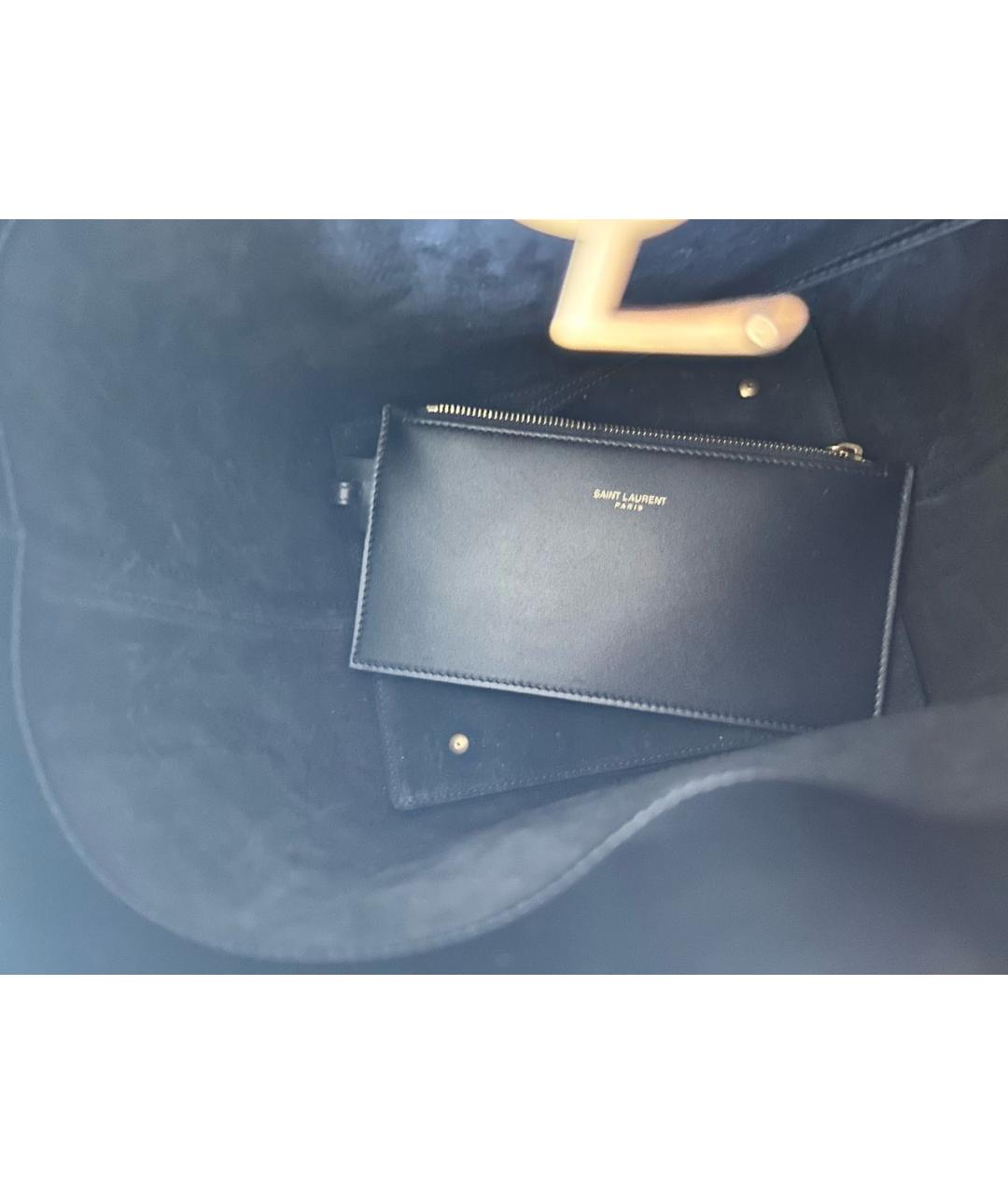 SAINT LAURENT Черная кожаная сумка тоут, фото 4
