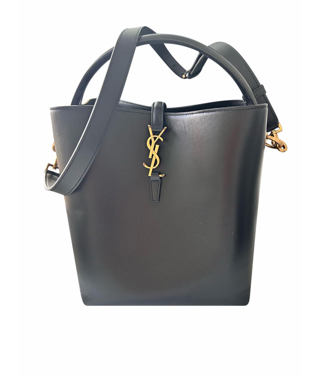 SAINT LAURENT Черная кожаная сумка тоут, фото 1