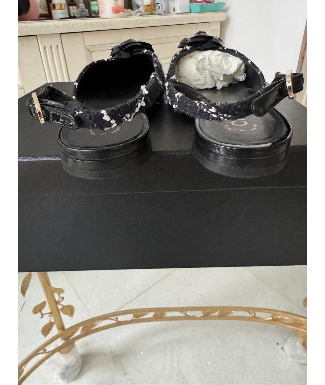 CHANEL Черные кожаные босоножки, фото 6