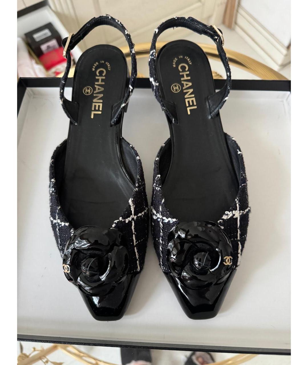 CHANEL Черные кожаные босоножки, фото 2