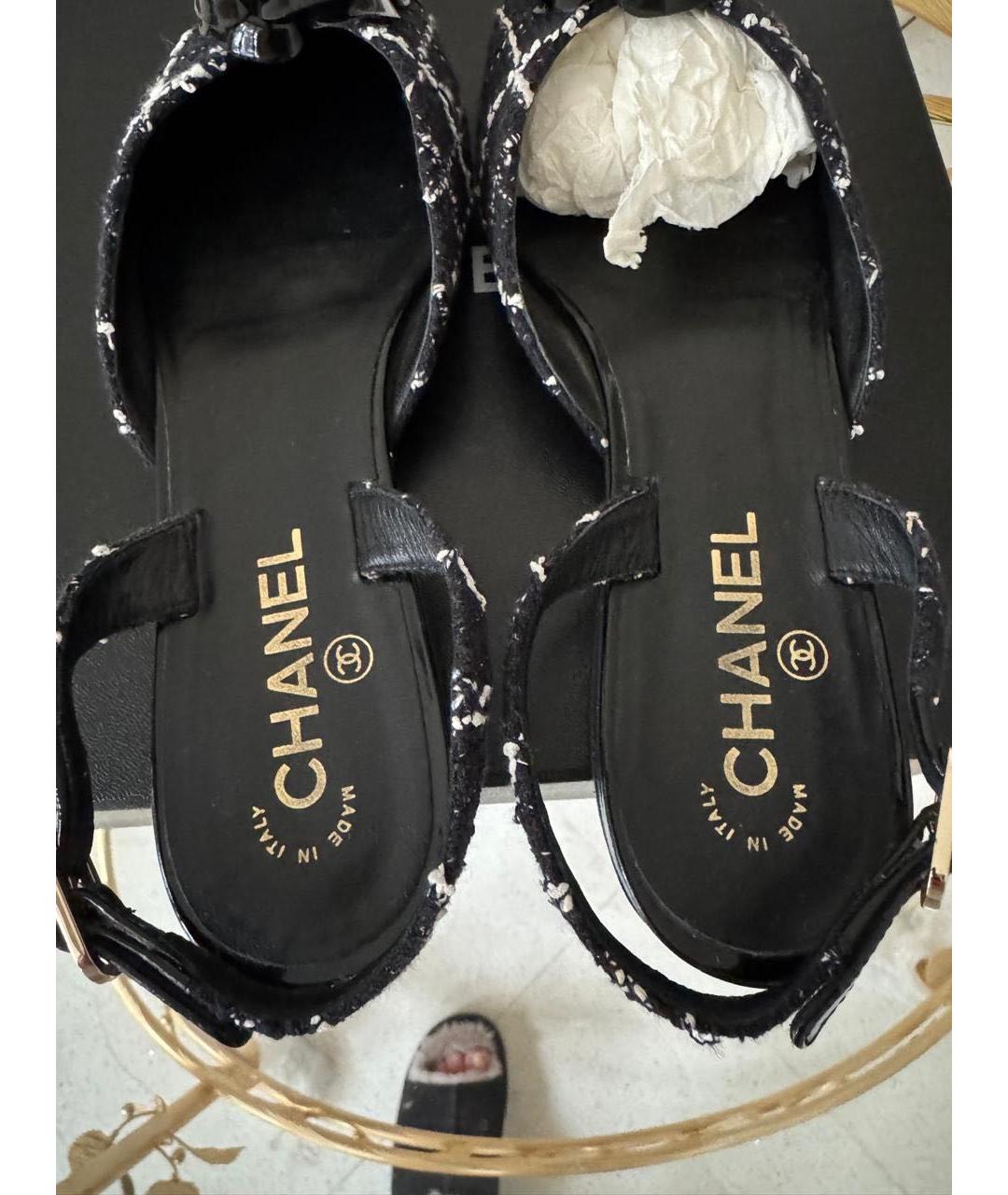 CHANEL Черные кожаные босоножки, фото 7