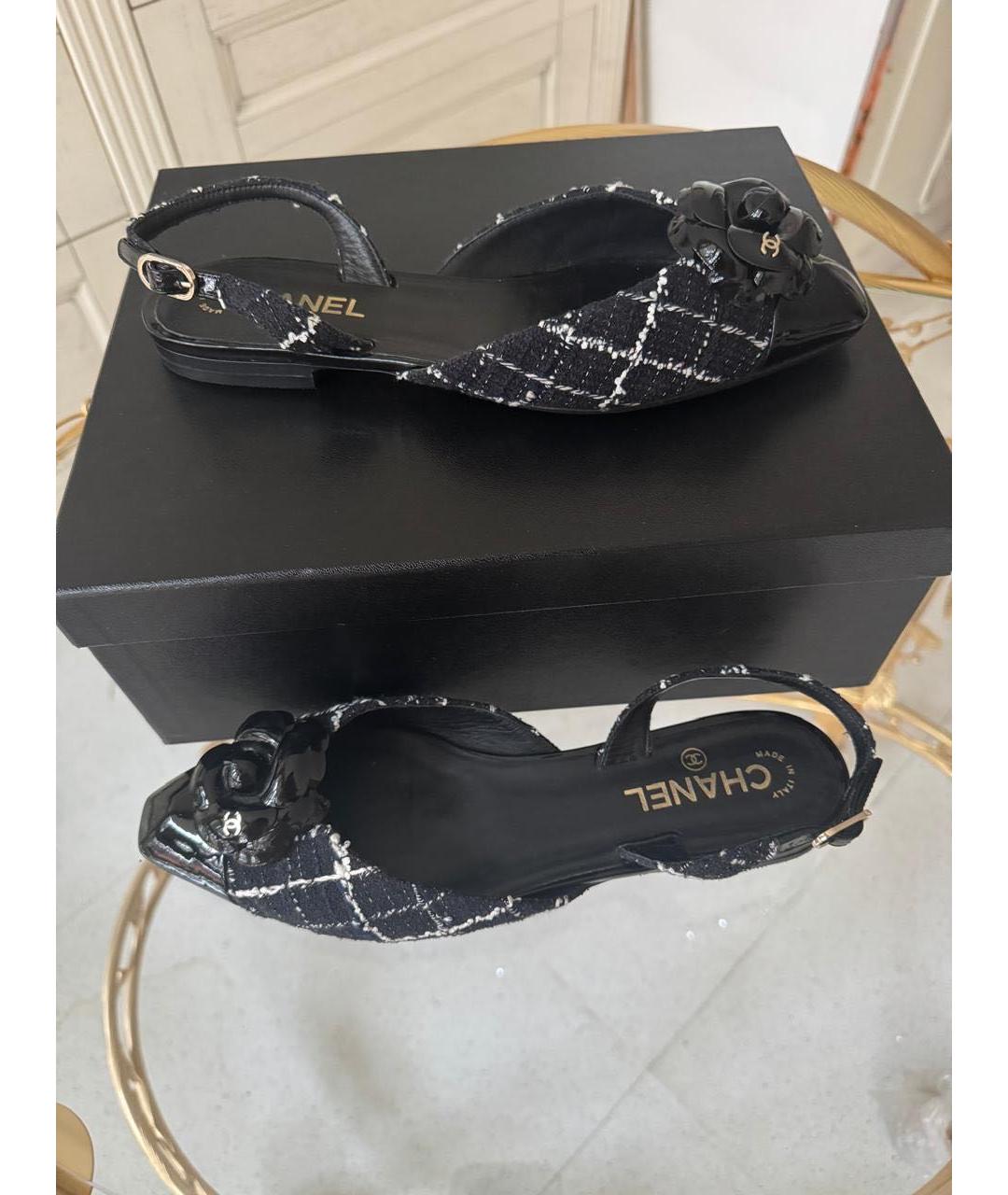 CHANEL Черные кожаные босоножки, фото 8