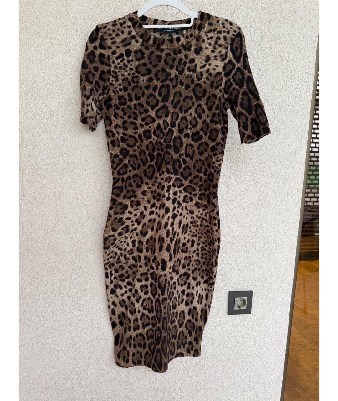 DOLCE&GABBANA Коричневое шерстяное повседневное платье, фото 6