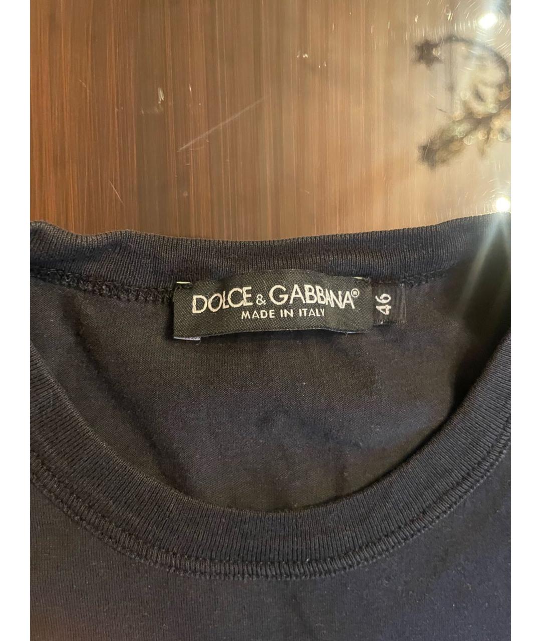 DOLCE&GABBANA Черная хлопковая футболка, фото 3