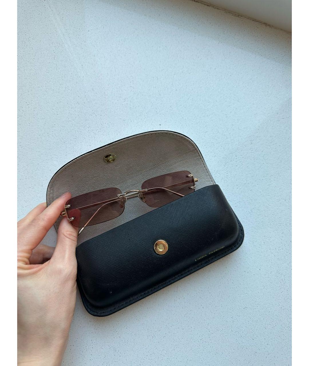 LINDA FARROW Золотые металлические солнцезащитные очки, фото 5