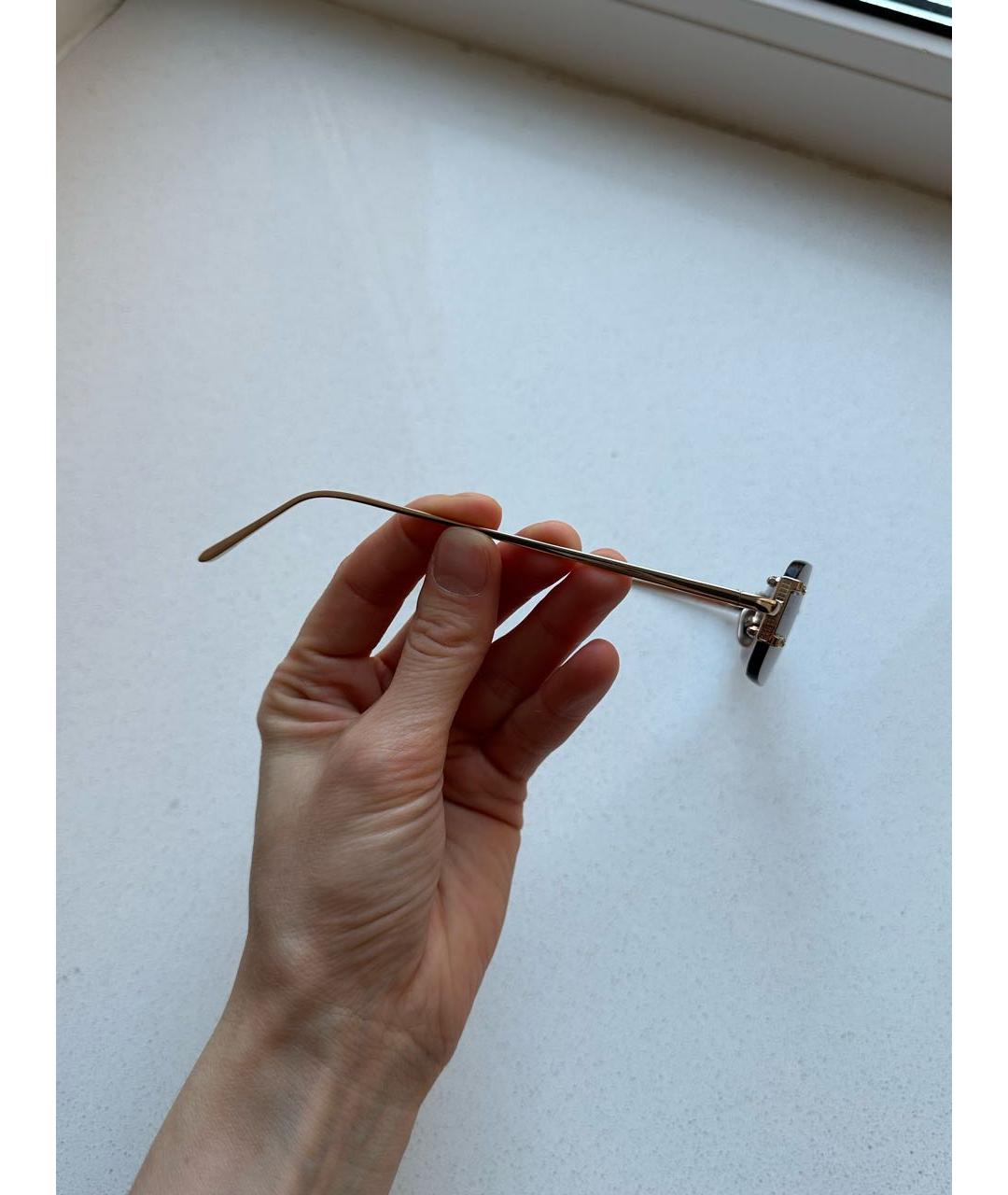 LINDA FARROW Золотые металлические солнцезащитные очки, фото 2