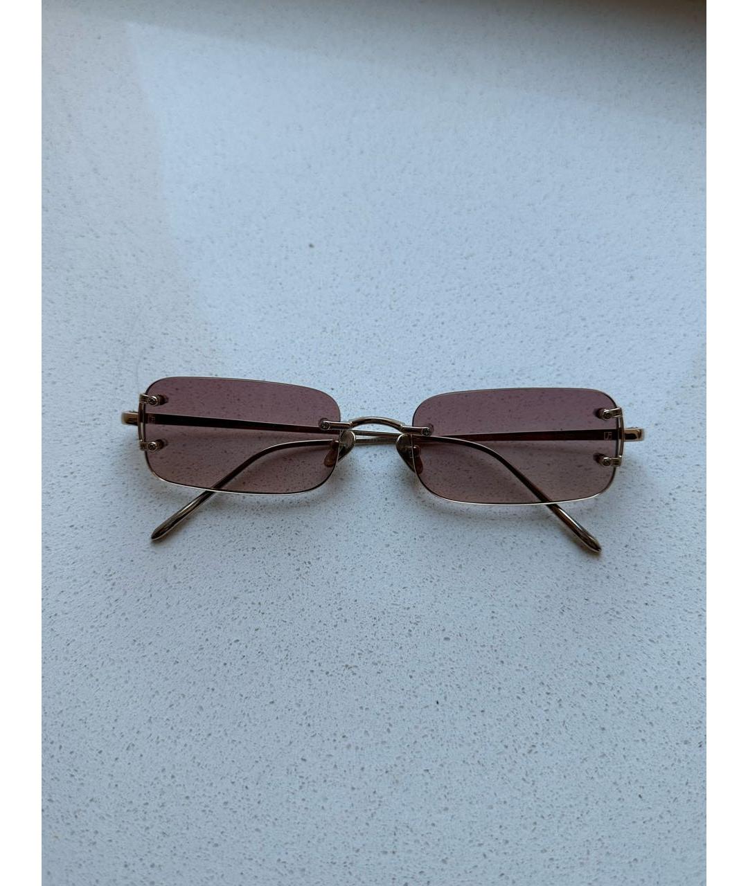 LINDA FARROW Золотые металлические солнцезащитные очки, фото 6