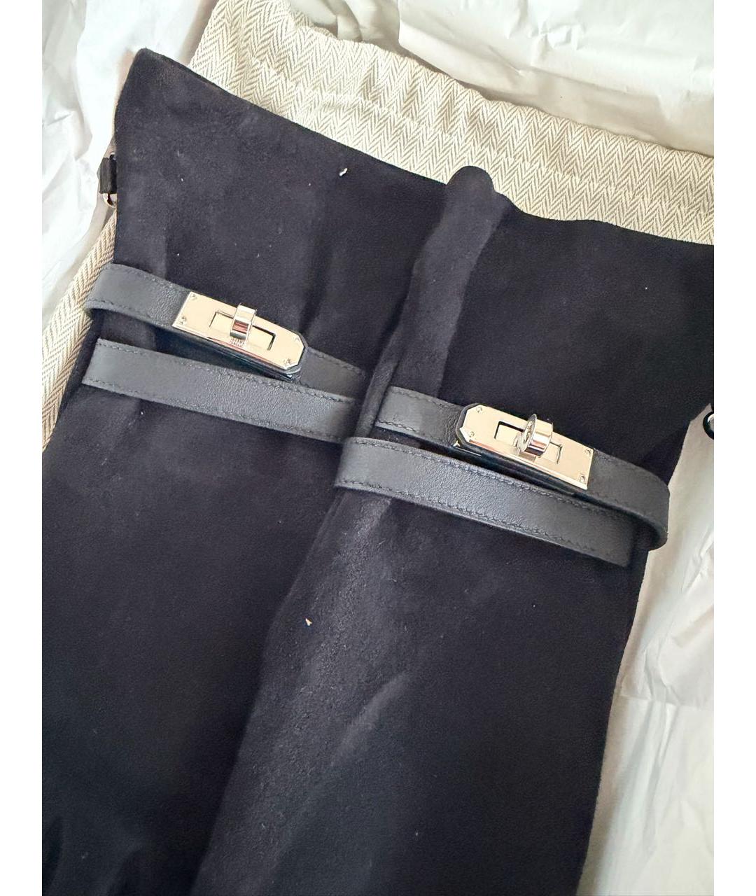 HERMES Черные кожаные перчатки, фото 3