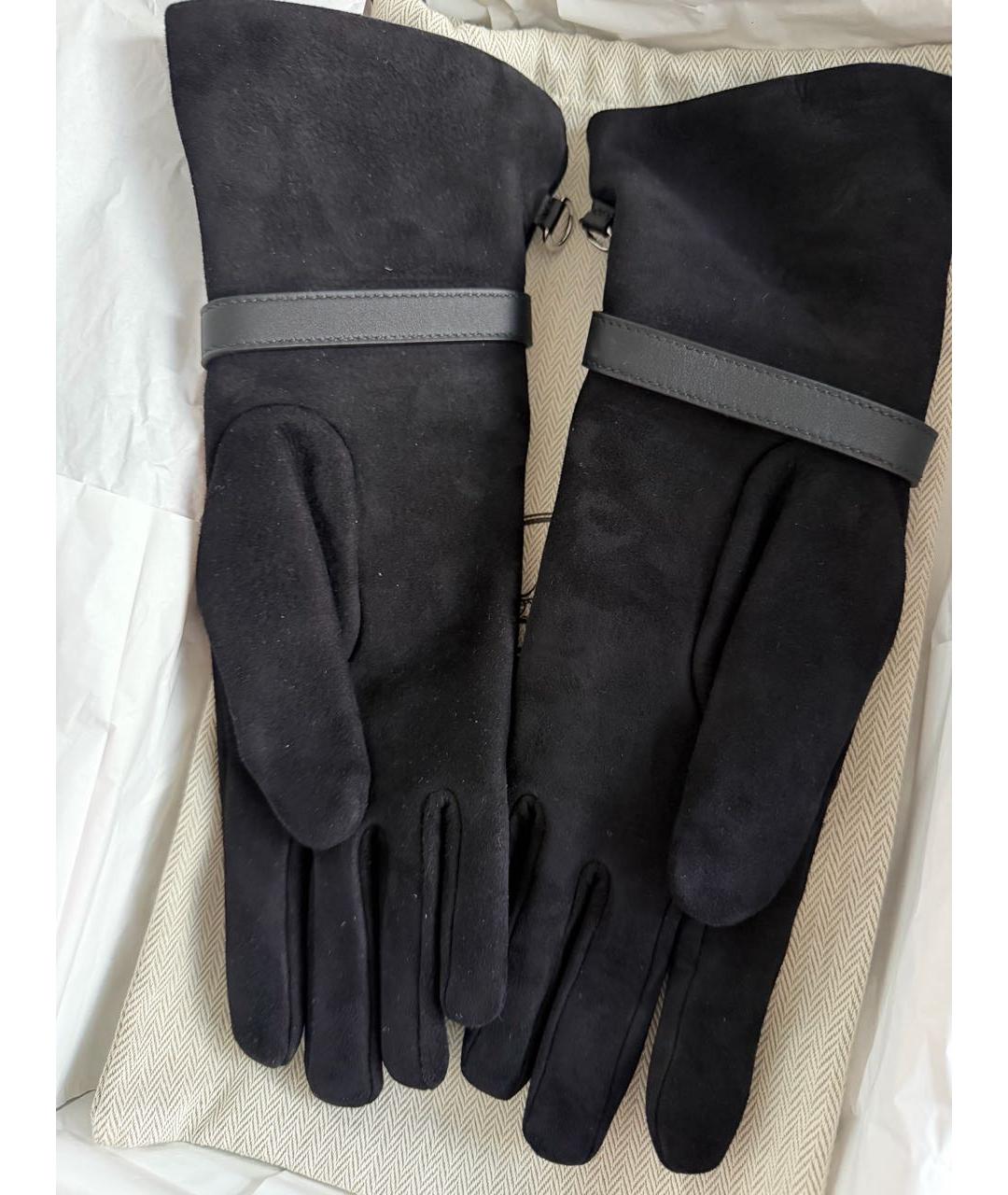 HERMES Черные кожаные перчатки, фото 2